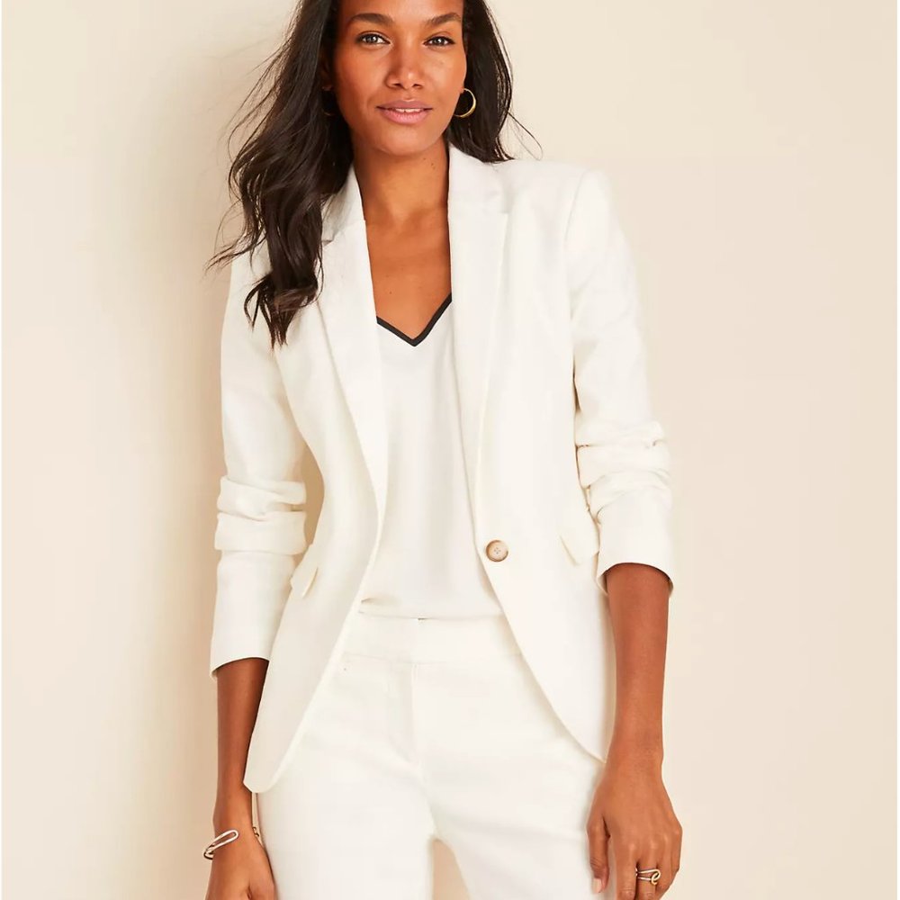 Ann Taylor - The One Button Blazer in Linen Herringbone